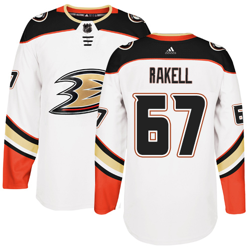 Men's Reebok Anaheim Ducks #67 Rickard Rakell Authentic White Away NHL Jersey