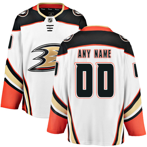 Men's Anaheim Ducks Customized Authentic White Away Fanatics Branded Breakaway NHL Jersey