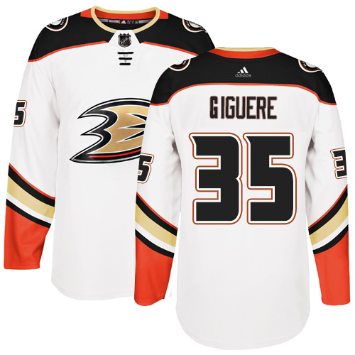 Men's Reebok Anaheim Ducks #35 Jean-Sebastien Giguere Authentic White Away NHL Jersey