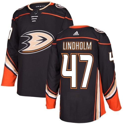 Men's Adidas Anaheim Ducks #47 Hampus Lindholm Authentic Black Home NHL Jersey
