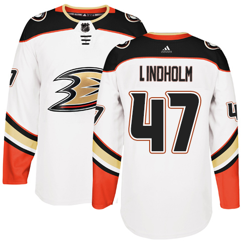 Men's Reebok Anaheim Ducks #47 Hampus Lindholm Authentic White Away NHL Jersey