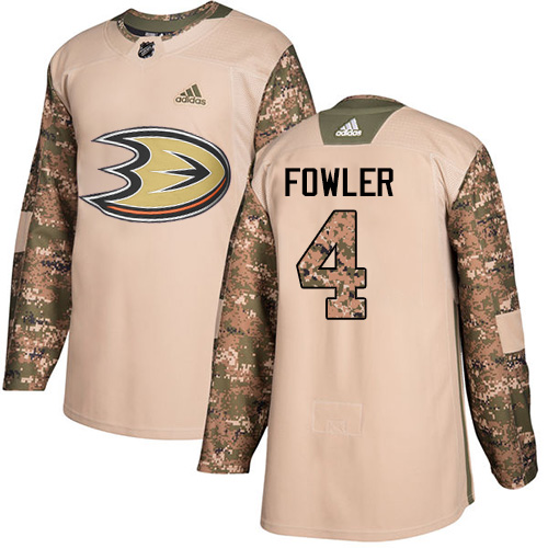 Youth Adidas Anaheim Ducks #4 Cam Fowler Authentic Camo Veterans Day Practice NHL Jersey