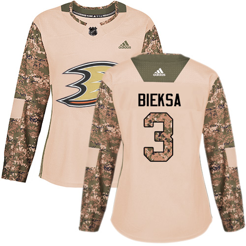 Women's Adidas Anaheim Ducks #3 Kevin Bieksa Authentic Camo Veterans Day Practice NHL Jersey