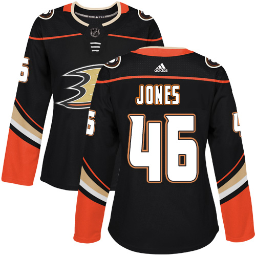Women's Adidas Anaheim Ducks #46 Max Jones Authentic Black Home NHL Jersey