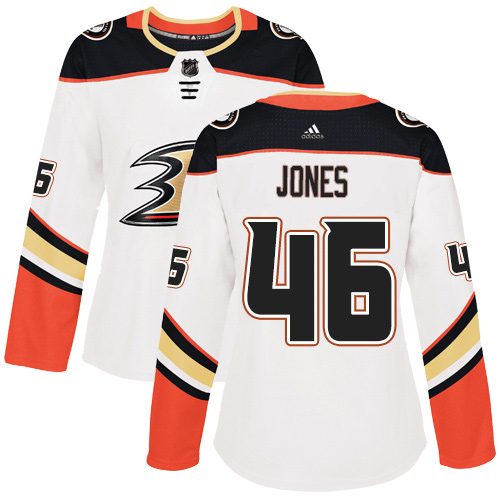 Women's Reebok Anaheim Ducks #46 Max Jones Authentic White Away NHL Jersey