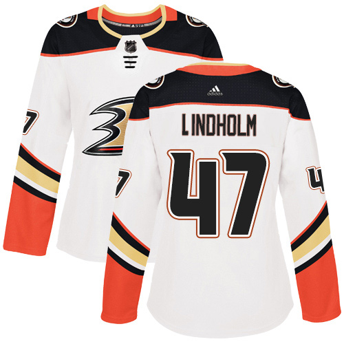 Women's Reebok Anaheim Ducks #47 Hampus Lindholm Authentic White Away NHL Jersey