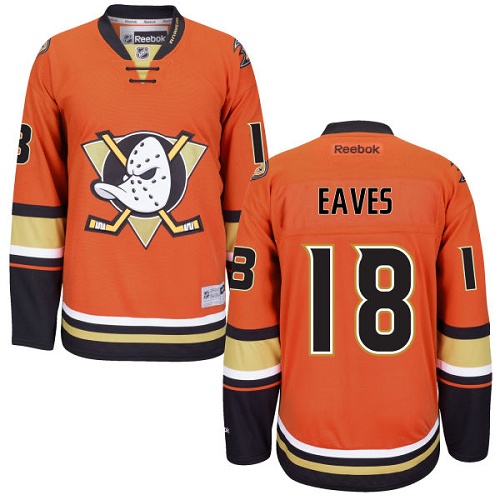 Men's Reebok Anaheim Ducks #18 Patrick Eaves Premier Orange Third NHL Jersey