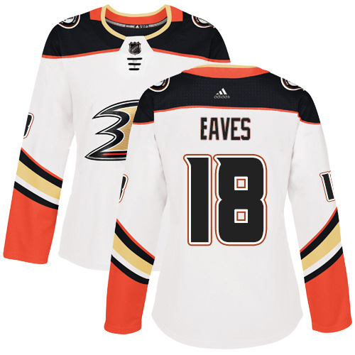 Women's Reebok Anaheim Ducks #18 Patrick Eaves Authentic White Away NHL Jersey