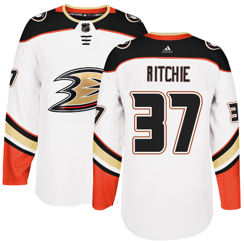 Men's Reebok Anaheim Ducks #37 Nick Ritchie Authentic White Away NHL Jersey