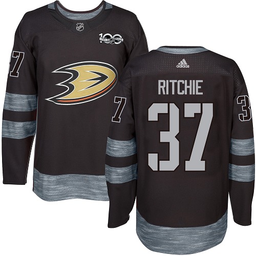 Men's Adidas Anaheim Ducks #37 Nick Ritchie Premier Black 1917-2017 100th Anniversary NHL Jersey