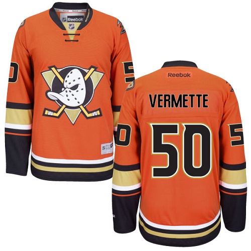 Men's Reebok Anaheim Ducks #50 Antoine Vermette Premier Orange Third NHL Jersey