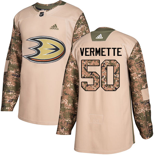 Youth Adidas Anaheim Ducks #50 Antoine Vermette Authentic Camo Veterans Day Practice NHL Jersey