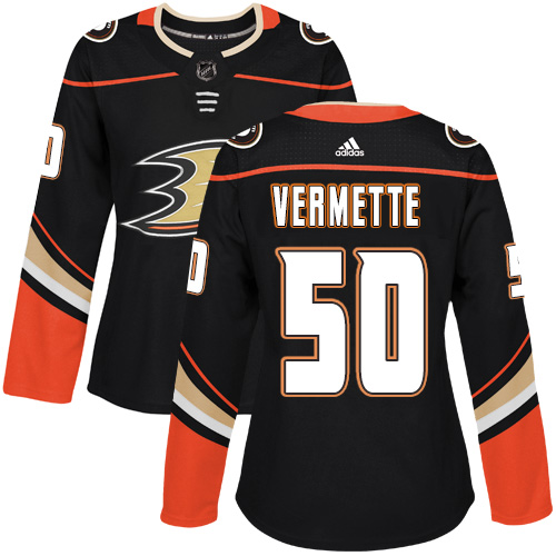 Women's Adidas Anaheim Ducks #50 Antoine Vermette Authentic Black Home NHL Jersey