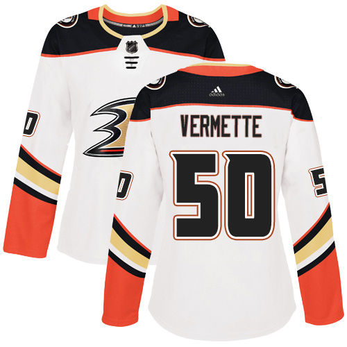 Women's Reebok Anaheim Ducks #50 Antoine Vermette Authentic White Away NHL Jersey