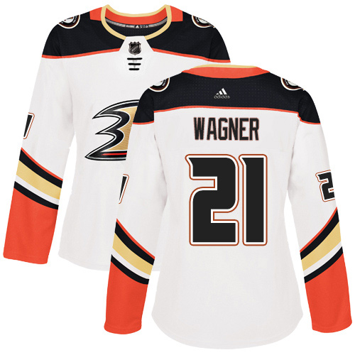 Women's Reebok Anaheim Ducks #21 Chris Wagner Authentic White Away NHL Jersey