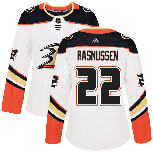 Women's Reebok Anaheim Ducks #22 Dennis Rasmussen Authentic White Away NHL Jersey