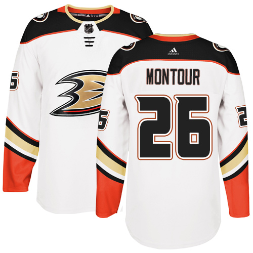 Men's Reebok Anaheim Ducks #26 Brandon Montour Authentic White Away NHL Jersey