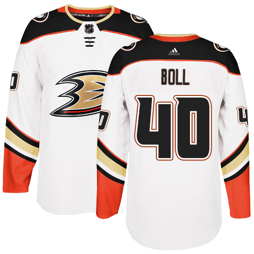 Men's Reebok Anaheim Ducks #40 Jared Boll Authentic White Away NHL Jersey