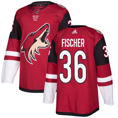 Men's Adidas Arizona Coyotes #36 Christian Fischer Authentic Burgundy Red Home NHL Jersey