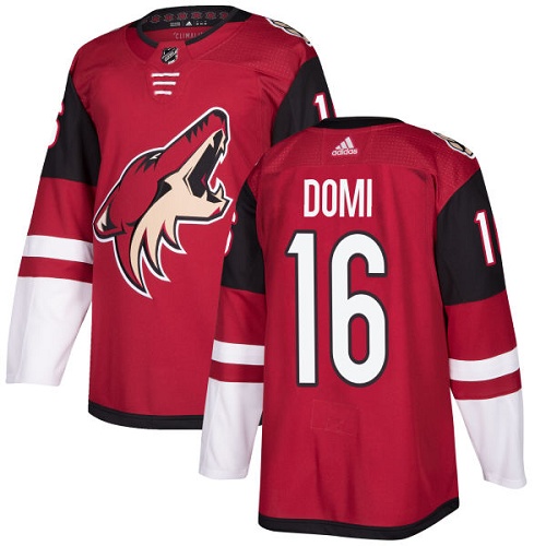 Men's Adidas Arizona Coyotes #16 Max Domi Authentic Burgundy Red Home NHL Jersey