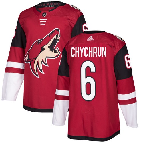 Men's Adidas Arizona Coyotes #6 Jakob Chychrun Premier Burgundy Red Home NHL Jersey