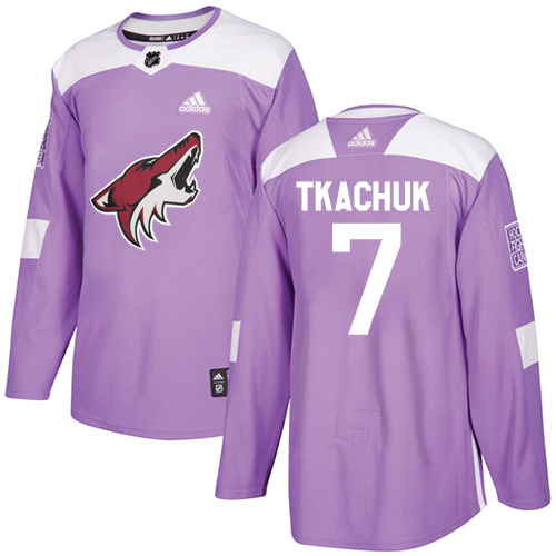 Youth Adidas Arizona Coyotes #7 Keith Tkachuk Authentic Purple Fights Cancer Practice NHL Jersey