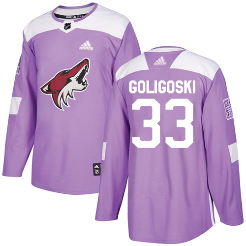 Men's Adidas Arizona Coyotes #33 Alex Goligoski Authentic Purple Fights Cancer Practice NHL Jersey