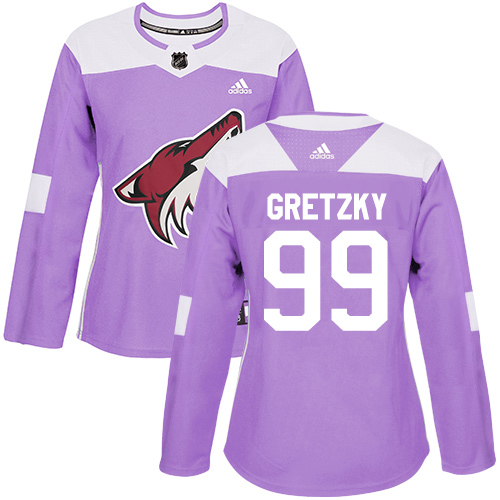 Women's Adidas Arizona Coyotes #99 Wayne Gretzky Authentic Purple Fights Cancer Practice NHL Jersey