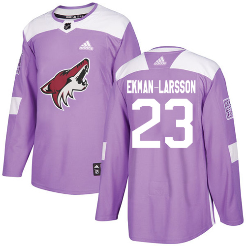Men's Adidas Arizona Coyotes #23 Oliver Ekman-Larsson Authentic Purple Fights Cancer Practice NHL Jersey