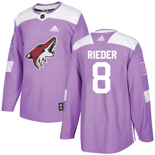 Men's Adidas Arizona Coyotes #8 Tobias Rieder Authentic Purple Fights Cancer Practice NHL Jersey