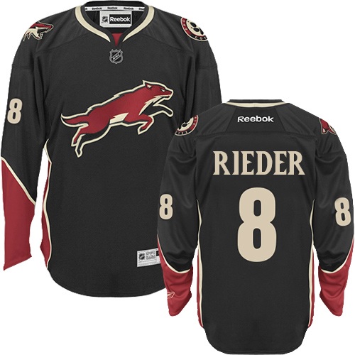 Men's Reebok Arizona Coyotes #8 Tobias Rieder Premier Black Third NHL Jersey