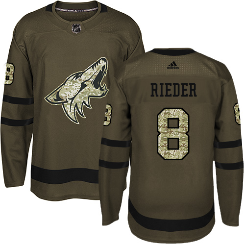 Men's Adidas Arizona Coyotes #8 Tobias Rieder Authentic Green Salute to Service NHL Jersey