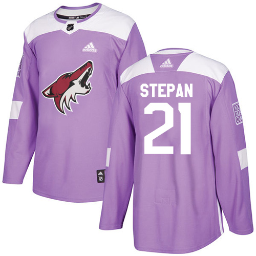 Youth Adidas Arizona Coyotes #21 Derek Stepan Authentic Purple Fights Cancer Practice NHL Jersey