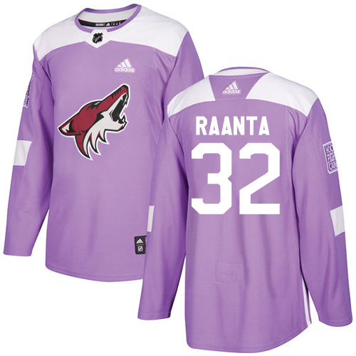 Men's Adidas Arizona Coyotes #32 Antti Raanta Authentic Purple Fights Cancer Practice NHL Jersey