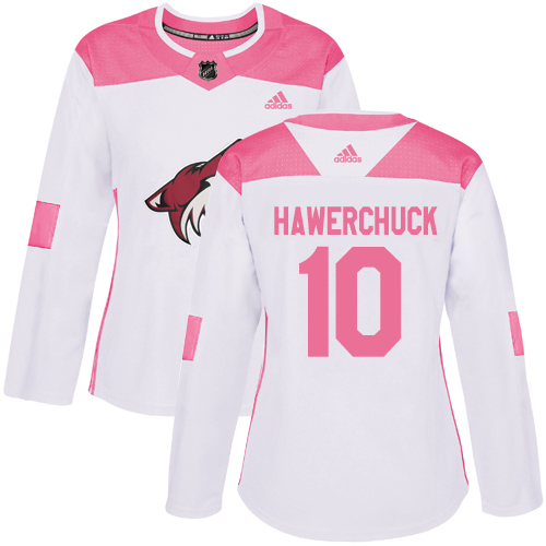 Women's Adidas Arizona Coyotes #10 Dale Hawerchuck Authentic White/Pink Fashion NHL Jersey