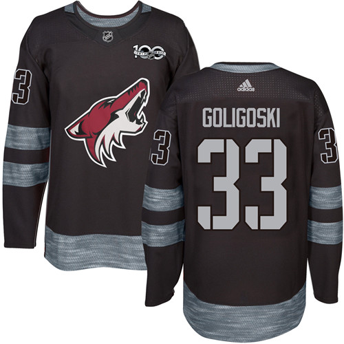 Men's Adidas Arizona Coyotes #33 Alex Goligoski Premier Black 1917-2017 100th Anniversary NHL Jersey