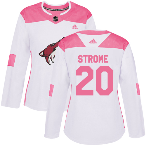 Women's Adidas Arizona Coyotes #20 Dylan Strome Authentic White/Pink Fashion NHL Jersey