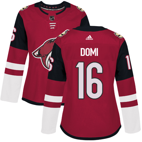 Women's Adidas Arizona Coyotes #16 Max Domi Premier Burgundy Red Home NHL Jersey