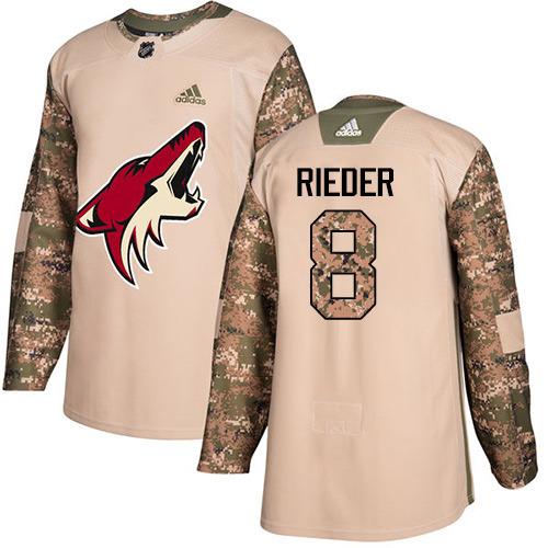 Youth Adidas Arizona Coyotes #8 Tobias Rieder Authentic Camo Veterans Day Practice NHL Jersey