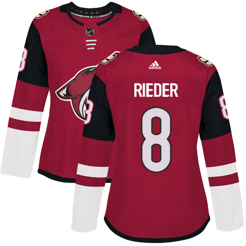 Women's Adidas Arizona Coyotes #8 Tobias Rieder Premier Burgundy Red Home NHL Jersey