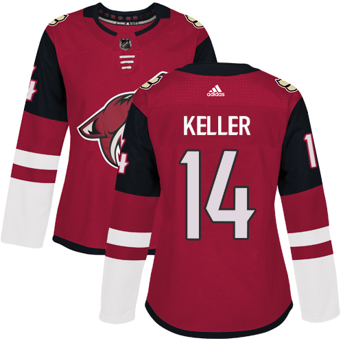 Women's Adidas Arizona Coyotes #9 Clayton Keller Authentic Burgundy Red Home NHL Jersey