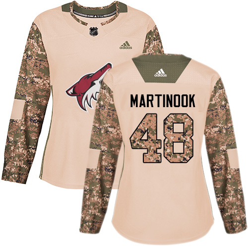 Women's Adidas Arizona Coyotes #48 Jordan Martinook Authentic Camo Veterans Day Practice NHL Jersey