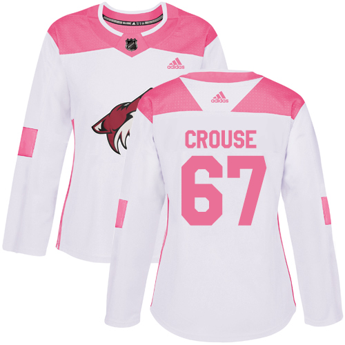 Women's Adidas Arizona Coyotes #67 Lawson Crouse Authentic White/Pink Fashion NHL Jersey