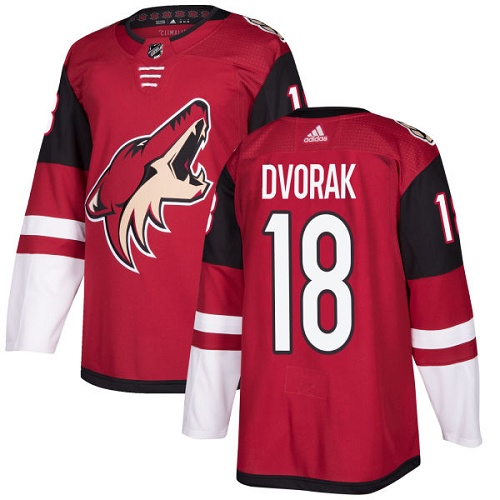 Men's Adidas Arizona Coyotes #18 Christian Dvorak Premier Burgundy Red Home NHL Jersey