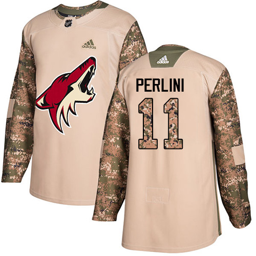 Youth Adidas Arizona Coyotes #11 Brendan Perlini Authentic Camo Veterans Day Practice NHL Jersey