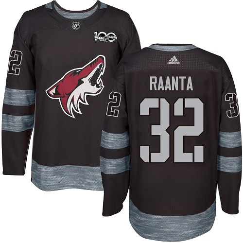 Men's Adidas Arizona Coyotes #32 Antti Raanta Authentic Black 1917-2017 100th Anniversary NHL Jersey