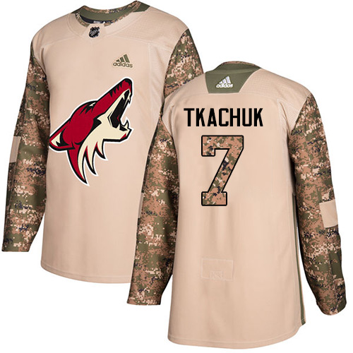 Youth Adidas Arizona Coyotes #7 Keith Tkachuk Authentic Camo Veterans Day Practice NHL Jersey