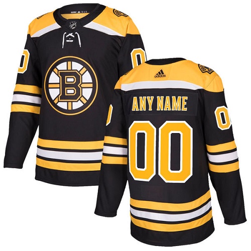 Men's Adidas Boston Bruins Customized Authentic Black Home NHL Jersey