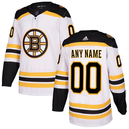 Men's Adidas Boston Bruins Customized Authentic White Away NHL Jersey