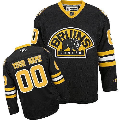Men's Reebok Boston Bruins Customized Premier Black Third NHL Jersey